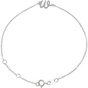 Platinum Initial W 6 1/2-7 1/2" Bracelet