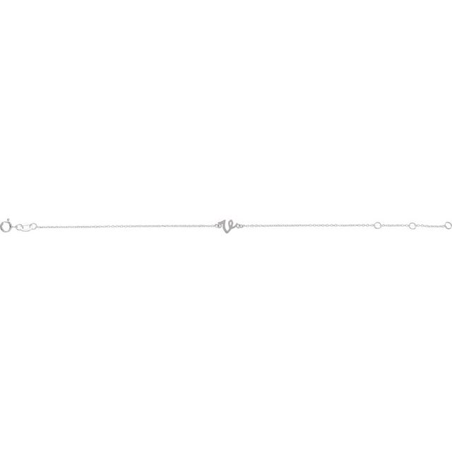 14K White Initial V 6 1/2-7 1/2" Bracelet