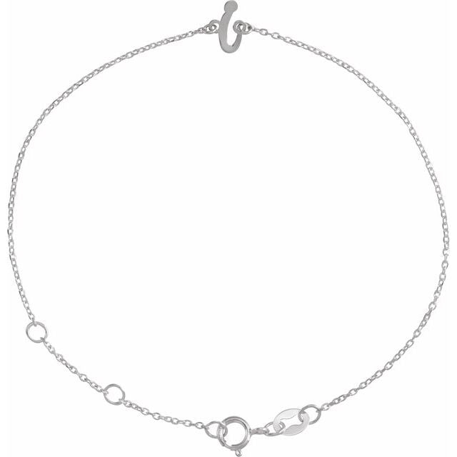 Platinum Initial I 6 1/2-7 1/2" Bracelet