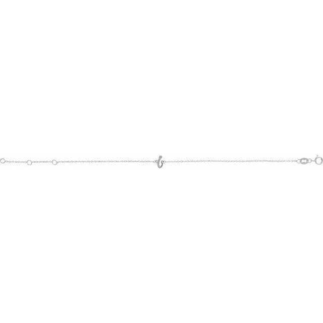 Platinum Initial I 6 1/2-7 1/2" Bracelet