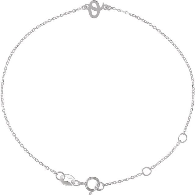 Platinum Initial O 6 1/2-7 1/2" Bracelet