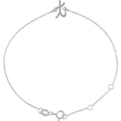 14K White Initial T 6 1/2-7 1/2" Bracelet