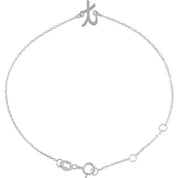 14K White Initial T 6 1/2-7 1/2" Bracelet