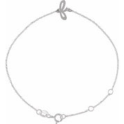 14K White Initial F 6 1/2-7 1/2" Bracelet