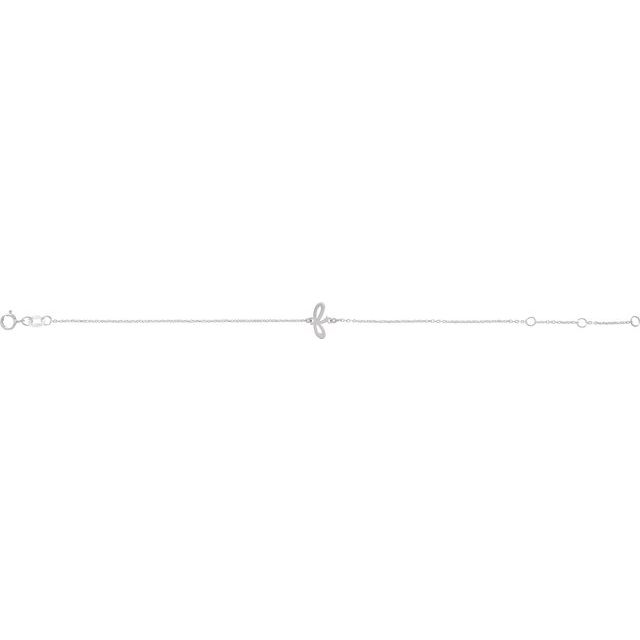 14K White Initial F 6 1/2-7 1/2" Bracelet
