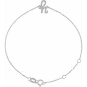 Platinum Initial H 6 1/2-7 1/2" Bracelet