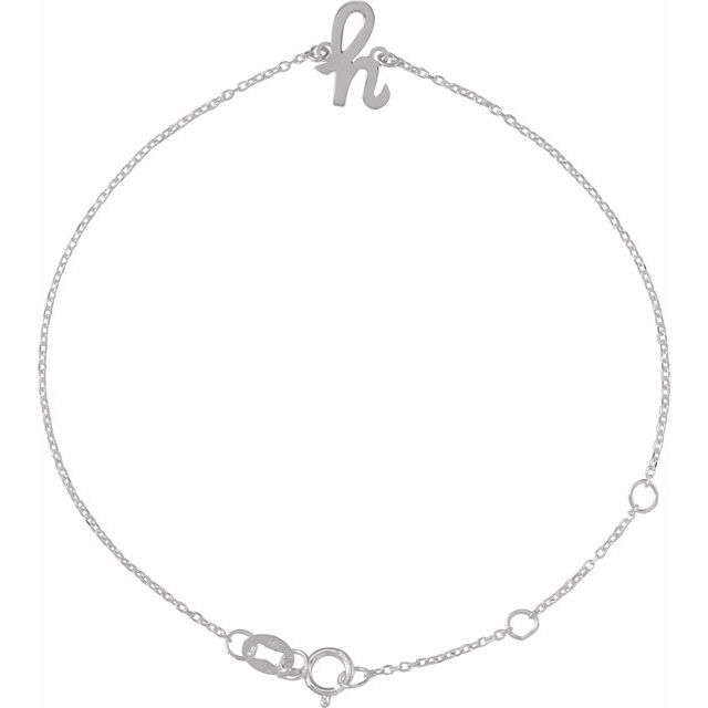 14K White Initial H 6 1/2-7 1/2" Bracelet