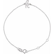Platinum Initial K 6 1/2-7 1/2" Bracelet