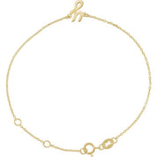14K Yellow Initial Y 6 1/2-7 1/2" Bracelet