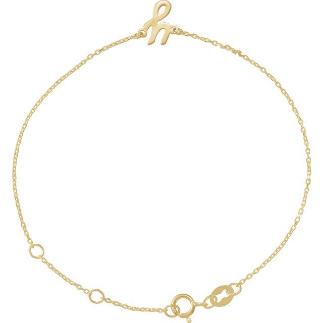 14K Yellow Initial Y 6 1/2-7 1/2" Bracelet