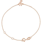 14K Rose Initial Y 6 1/2-7 1/2" Bracelet