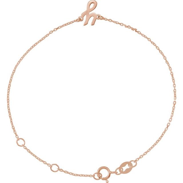 14K Rose Initial Y 6 1/2-7 1/2" Bracelet
