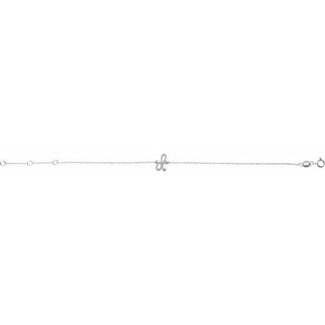 Platinum Initial D 6 1/2-7 1/2" Bracelet