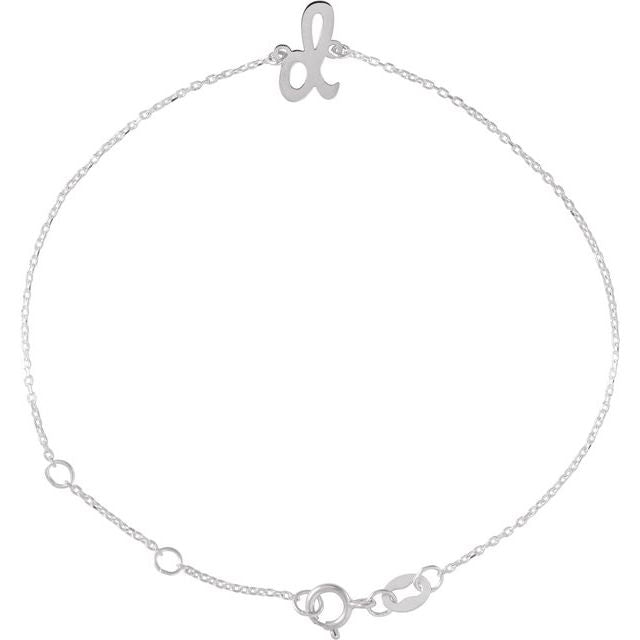Platinum Initial D 6 1/2-7 1/2" Bracelet