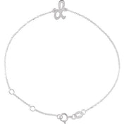 14K White Initial D 6 1/2-7 1/2" Bracelet