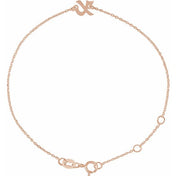 14K Rose Initial X 6 1/2-7 1/2" Bracelet