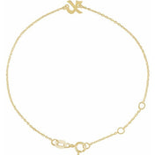 14K Yellow Initial X 6 1/2-7 1/2" Bracelet