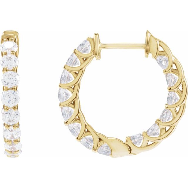 5 CTW Lab-Grown Diamond Inside-Outside Hoop Earrings