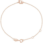 14K Rose Initial U 6 1/2-7 1/2" Bracelet