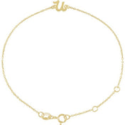 14K Yellow Initial U 6 1/2-7 1/2" Bracelet