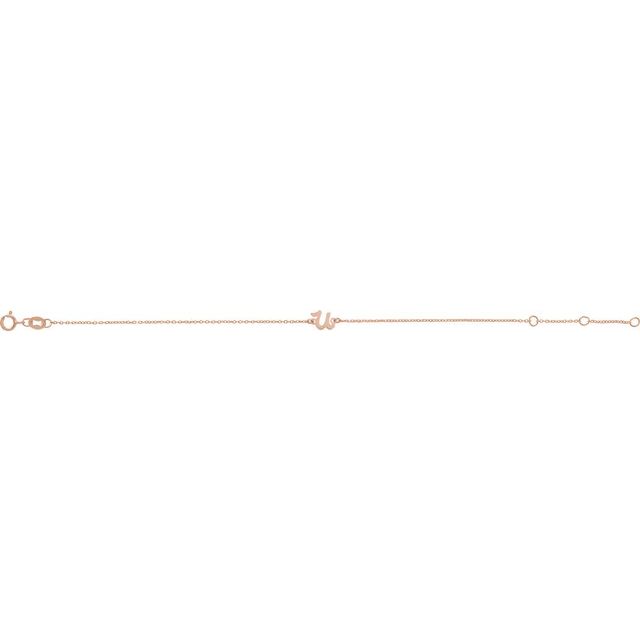14K Rose Initial U 6 1/2-7 1/2" Bracelet