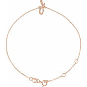 14K Rose Initial J 6 1/2-7 1/2" Bracelet