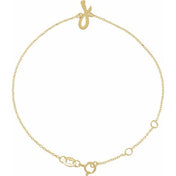 14K Yellow Initial J 6 1/2-7 1/2" Bracelet
