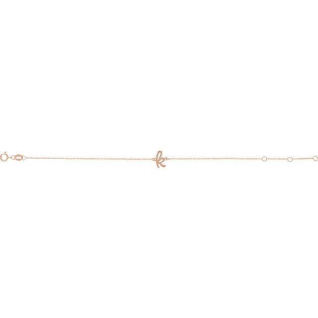 14K Rose Initial K 6 1/2-7 1/2" Bracelet