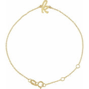14K Yellow Initial K 6 1/2-7 1/2" Bracelet