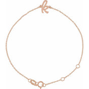 14K Rose Initial K 6 1/2-7 1/2" Bracelet