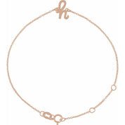 14K Rose Initial H 6 1/2-7 1/2" Bracelet