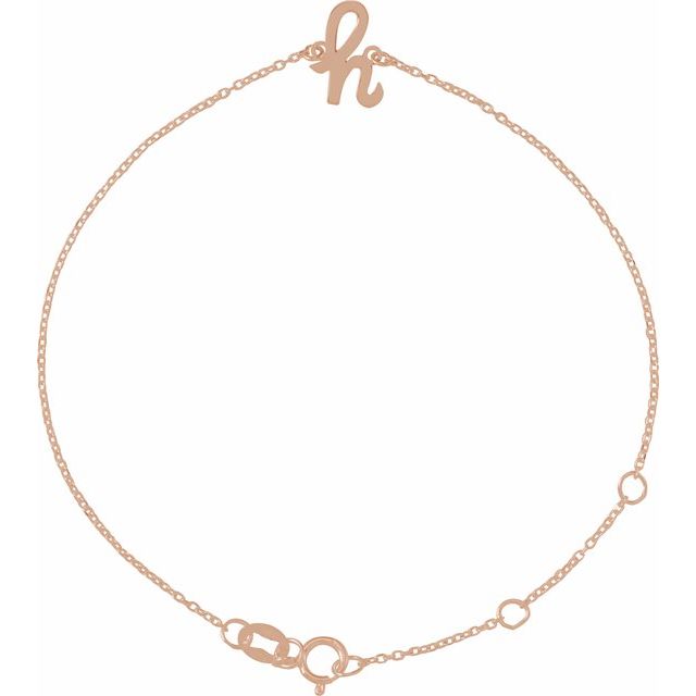 14K Rose Initial H 6 1/2-7 1/2" Bracelet