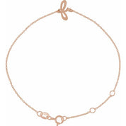14K Rose Initial F 6 1/2-7 1/2" Bracelet