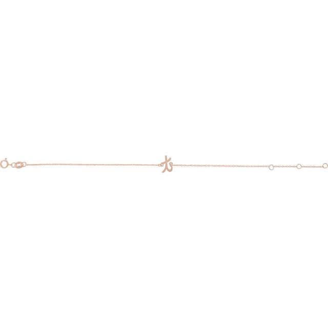 14K Rose Initial T 6 1/2-7 1/2" Bracelet