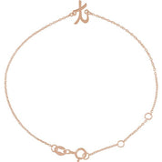14K Rose Initial T 6 1/2-7 1/2" Bracelet