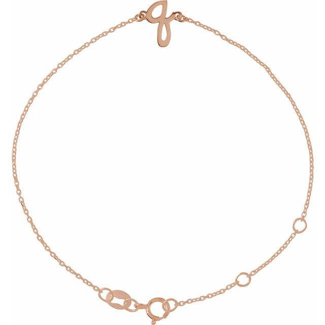 14K Rose Initial Q 6 1/2-7 1/2" Bracelet