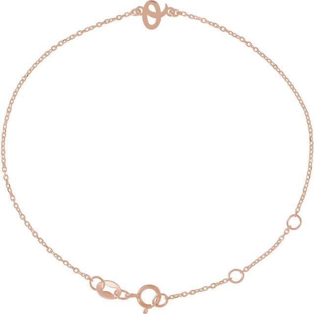 14K Rose Initial O 6 1/2-7 1/2" Bracelet