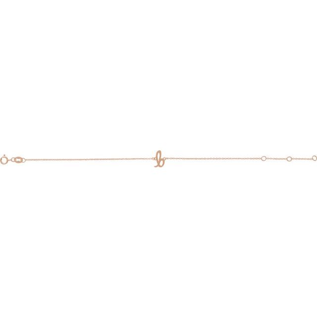 14K Rose Initial B 6 1/2-7 1/2" Bracelet