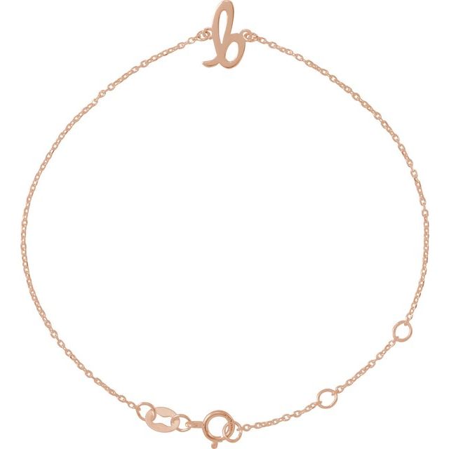 14K Rose Initial B 6 1/2-7 1/2" Bracelet
