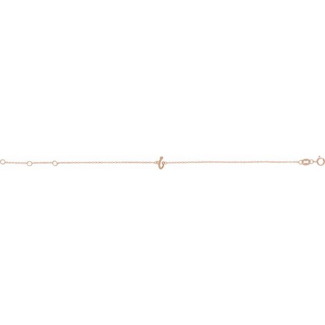 14K Rose Initial I 6 1/2-7 1/2" Bracelet