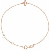 14K Rose Initial I 6 1/2-7 1/2" Bracelet