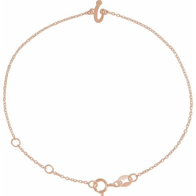 14K Rose Initial I 6 1/2-7 1/2" Bracelet
