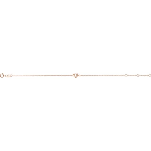 14K Rose Initial V 6 1/2-7 1/2" Bracelet