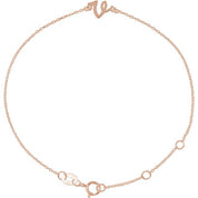 14K Rose Initial V 6 1/2-7 1/2" Bracelet