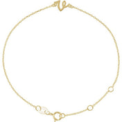 14K Yellow Initial V 6 1/2-7 1/2" Bracelet
