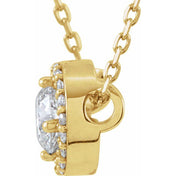 14K Lab-Grown Diamond Halo-Style 16" Necklace with 1/5 to 1/2 CTW Diamond Accents