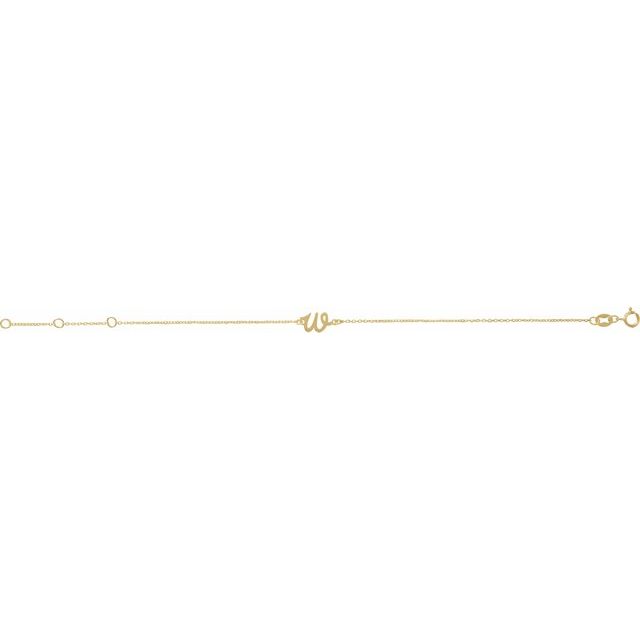 14K Yellow Initial W 6 1/2-7 1/2" Bracelet