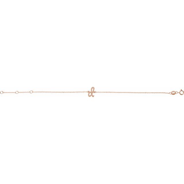 14K Rose Initial D 6 1/2-7 1/2" Bracelet