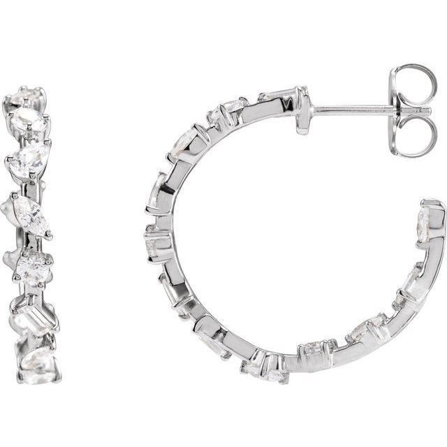 14K White Lab-Grown Diamond 2 CTW Hoop Earrings - LG601