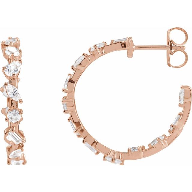 14K Rose 2 CTW Lab-Grown Diamond 25.4 mm Hoop Earrings